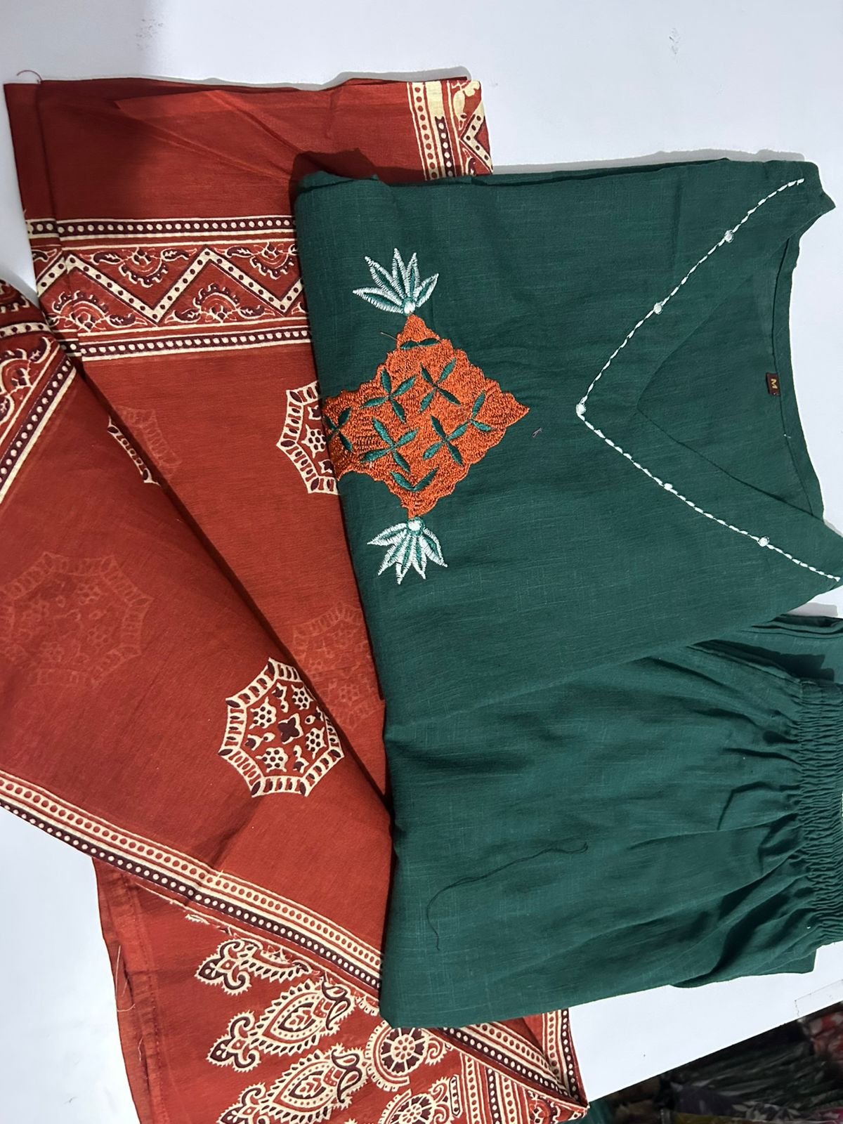 Handloom A-Line Kurti Set with Mulmul Dupatta